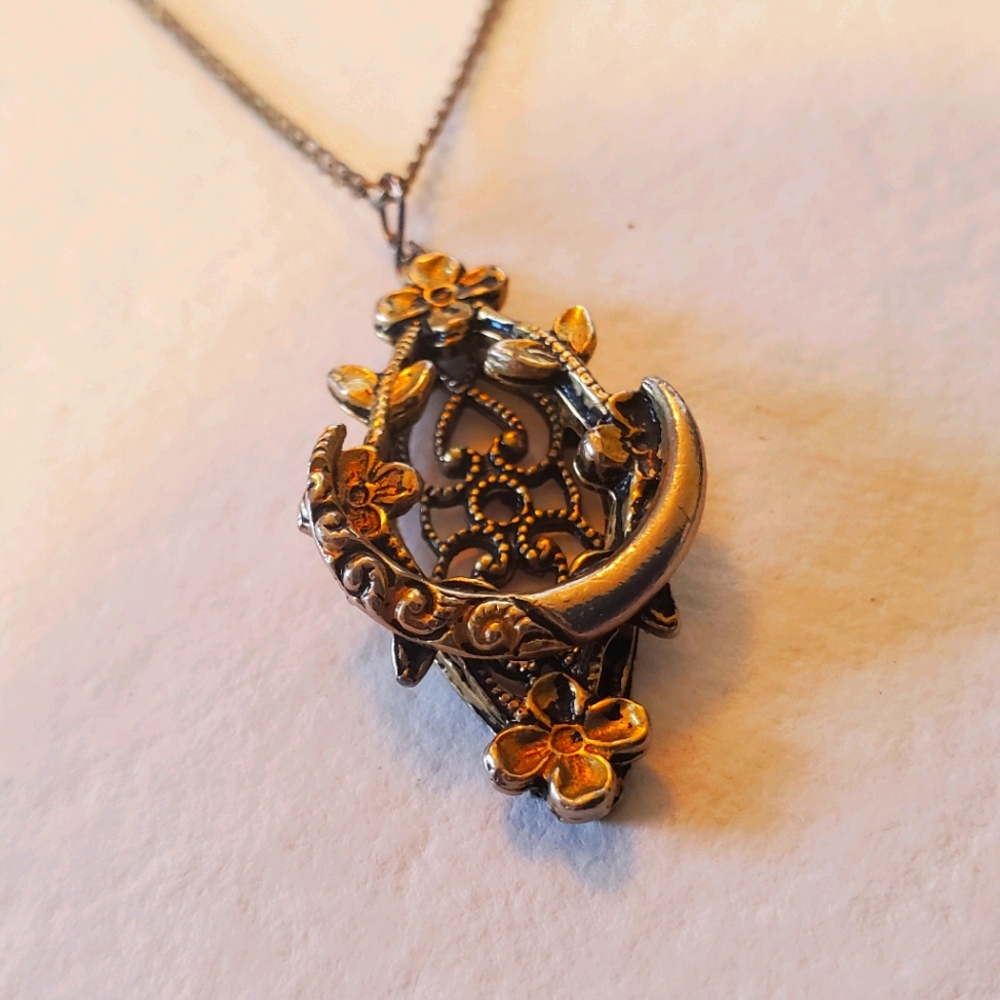 VTG Crescent Moon Bronze Pendant